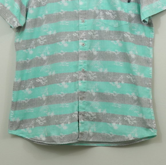 Molokai Surf Company Cotton Striped Printed Button Up Shirt - Picture 3 of 8